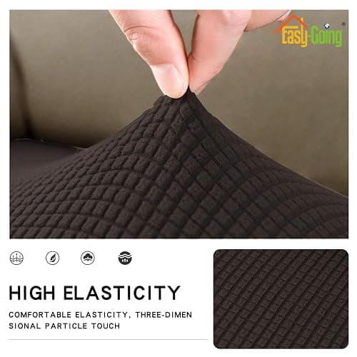 Easy-Going Stretch Chair Cushion Cover Sofa Cushion Furniture Protector Sofa Seat Sofa Slipcover Sofa Cover Soft Flexibility with Elastic Bottom(Chair Cushion, Chocolate) thumbnail 5