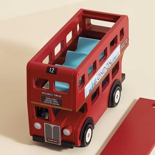Le Toy Van - Cars & Construction - London Double Decker Bus - Wooden Bus - Role Play Toy - Suitable for Girls & Boys Age 3+ - Red thumbnail 9