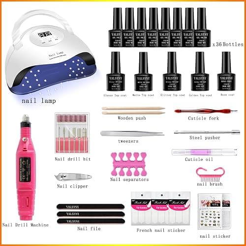 YALSYNY NAIL POLISH KIT with U V Lamp and Drill Starter Kit 36 Colors Gel Nail Polish Nail Art Gel Manicure Kit thumbnail 5