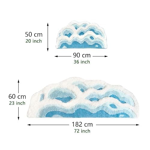 ZSHIFANG Soft Shag 3D Stereo Wave Moss Bedside Rug 20"×36" Cute Navy Blue Runner Rug Non Slip Washable Bathroom Rugs Bath Mats for Bedroom Bathroom Hallway Home Decor Indoor Doormat Shower Mat thumbnail 2