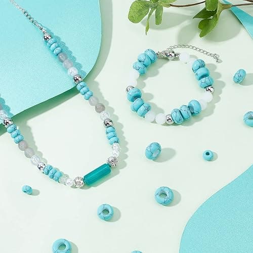 PH PandaHall 60pcs Synthetic Turquoise Beads, 3 Size Large Hole Round Spacer Beads Turquoise Stone Bead European Bead for Bracelet Necklace Earrings Jewelry Making, Hole: 2.5~6mm thumbnail 3