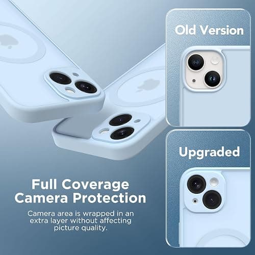 CAPRARO Magnetic for iPhone 14 Case, [Compatible with MagSafe] [Full Camera Protection] Shockproof Protective Slim Translucent Matte Phone Case for iPhone 14 6.1'', Light Blue thumbnail 6