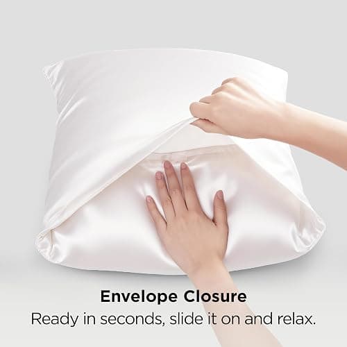Bedsure Satin Pillowcase for Hair and Skin Queen - Ivory Silky Pillowcase 2 Pack with Envelope Closure, Similar to Silk Pillow Cases, Gifts for Women Men, 20x30 Inches, 2pcs thumbnail 8