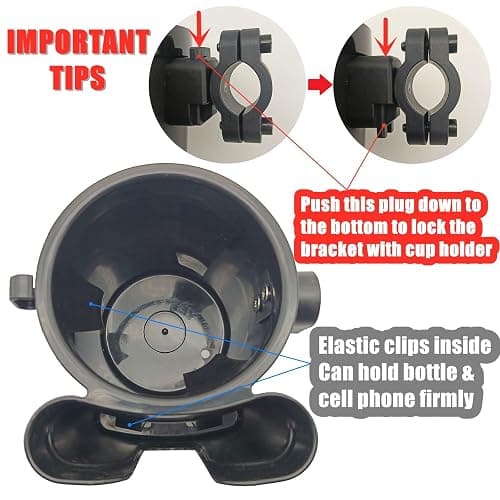 RYANGO Bike Cup Holder with Phone Keys Holder, Handlebar Water Bottle Cage for E-Bike, Scooter, Stroller, Wheelchair thumbnail 4