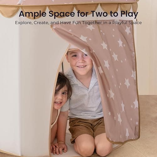 Tiny Land Kids Play Tent – Khaki Castle Tent for Kids Indoor, Neutral Toddler Tent for Girls & Boys, Portable Playhouse for Imaginative Play, Toys Gifts for 2 Year Old Girl & Boy thumbnail 8