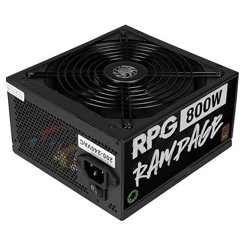 GameMax 800W Rampage Power Supply, Non-Modular, APFC, Japanese Tk Main Capacitor, 80 Plus Bronze, 88% Efficiency, 14cm Cooling Fan, Real Power Gaming | Black thumbnail 7