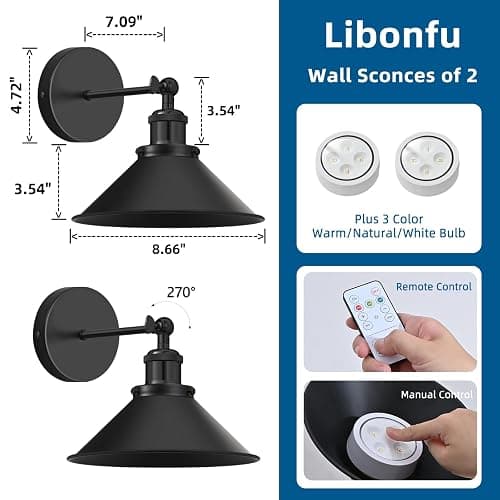Battery Operated Wall Sconces (Set of 2) thumbnail 5