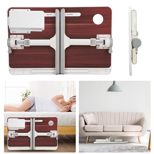 qorkhogr Bureau de lit pour ordinateur portable pour lit, angle de hauteur réglable, bureau portable léger avec pieds pliables, table pliable pour canapé, gris thumbnail 4