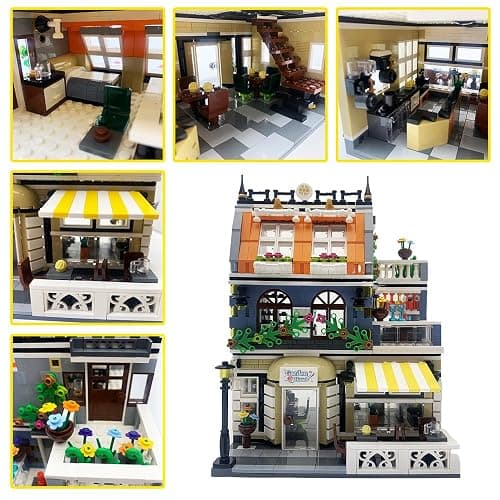 ENJBRICK Garden Hotel Assembly Square Building kit,Modular House Building Blocks Model Set for Teens and Adults.Collectible Display Toy Building Set 1284 PCS thumbnail 6