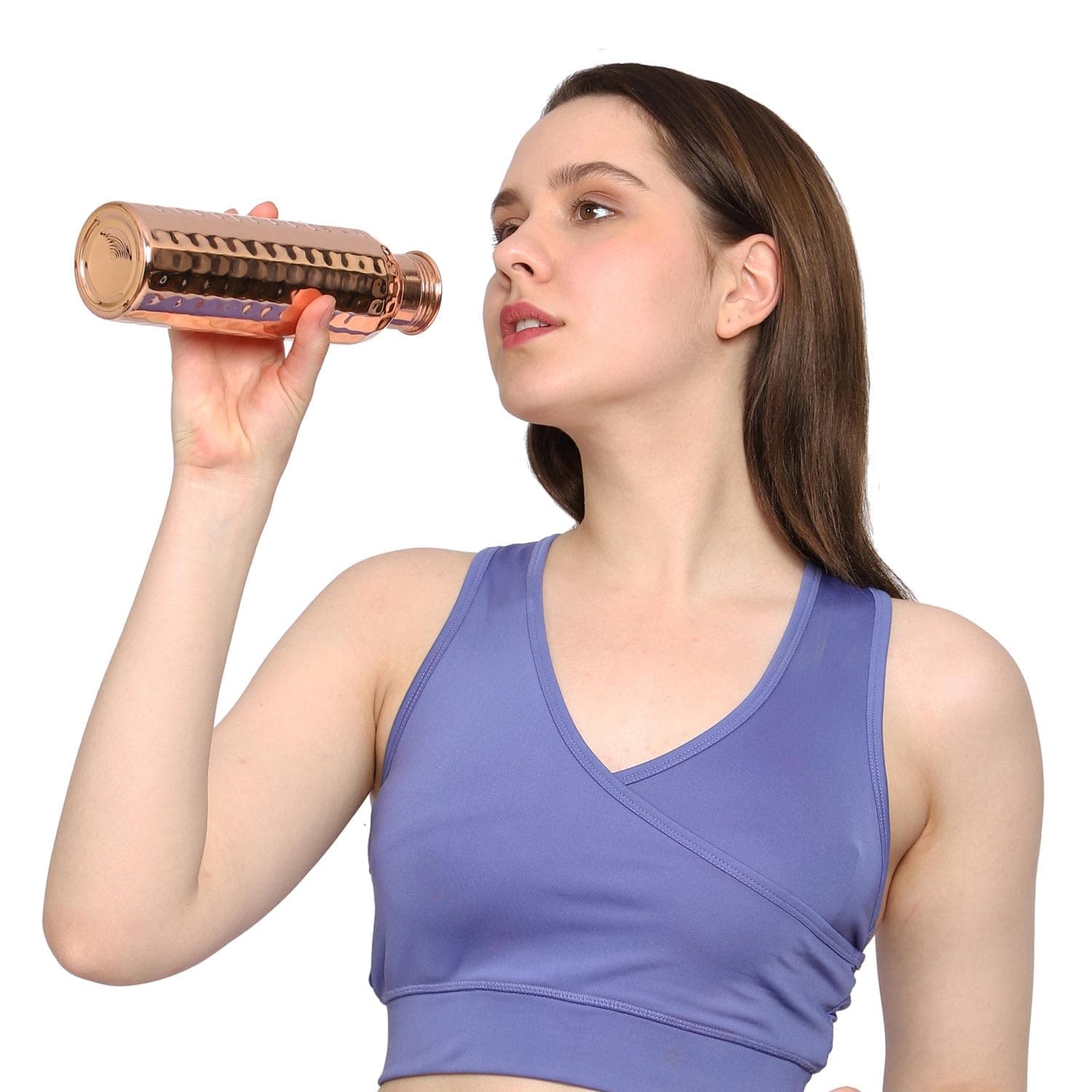 HealthGoodsAU - Pure Copper (99.74%) Hammered Water Bottle with Carrying Handle | Leakproof Seamless Water Bottle for Ayurvedic Benefits 600 Ml (20.28 Fluid Ounce) thumbnail 8