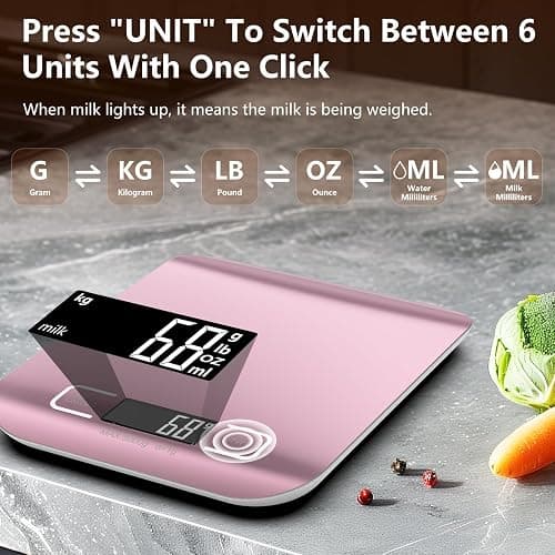 Küchenwaage Professionelle,GeeRic 10KG Küchenwaage mit LCD Display Digitalwaage, Briefwaage mit Großer Edelstahl Wiegefläche, Flüssigkeitsmessung, hohe Präzision auf bis zu 1g, Tara-Funktion thumbnail 4
