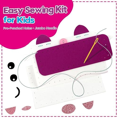 Sewing Craft Kit for Girls: DIY Felt Sewing Kit for Kids Ages 5-10, 7 Fun Projects with Stuffed Animals & Pillows, Learn to Sew Kit for Beginners, Ideal for Christmas & Birthday, Arts & Crafts Ideas thumbnail 5