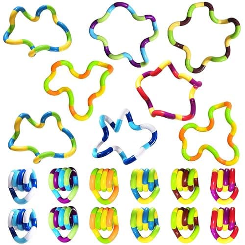 20 PCS Quiet Fidgets Toys,Multicolor Fidget Toys for Adults,Kids-Sensory Items for Relaxation,Autism,Decompression-Squeeze, Twist, Chain Spinner Alternative Gift - Image 1