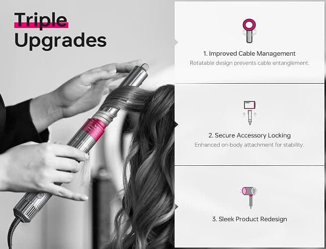 LC-dolida 5 in 1 Professional Hot Air Styler,Styling Without Heat Damage,Powerful Hair Dryer & Straightener Set, Fast Drying Curling Volumizing Straightening, 110 Volts, 1200 Watts（Silver） thumbnail 4