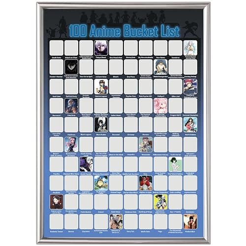GKLTVB Top 100 Anime Scratch Off Poster - Unique Bucket List and Cool Stuff Featuring Series and Films | Gifts for Anime Lovers | 16.5" x 23.6" - Image 1