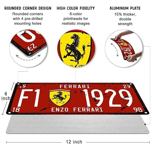 BAYABU Metal Tin Signs car Plate enzo Ferrari Bar Pub Cafe Home Decor Retro Poster Vintage Wall 6 x 12 inches thumbnail 3