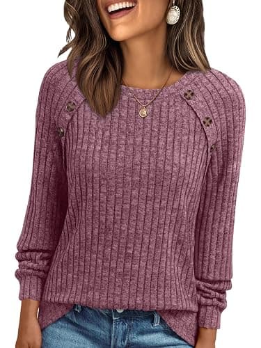 AUTOMET Womens Long Sleeve T Shirts Casual Tunic Work Tops Spring Plus Size Sweaters Date Night Outfit 2026 Dressy Blouse - Image 1