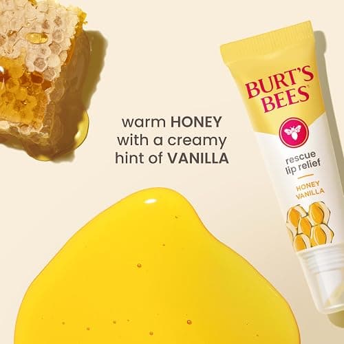 Burt's Bees Stocking Stuffers, Rescue Lip Relief, Honey Vanilla, Hydrating Lip Balm for Dry Cracked Lips, with Responsbily Sourced Beeswax and Shea Butter, 100% Natural Origin, 1 Squeezy Tube, 0.35oz thumbnail 7