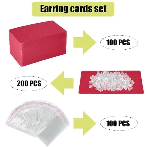 Twavang Earring Card Holder Set, 100Pcs Kraft Paper Earring Display Cards, 100 Pairs Clear Earring Backs with 100Pcs Self Adhesive Bags for Earrings Jewelry Display (Red, 3.5" x 2") thumbnail 3