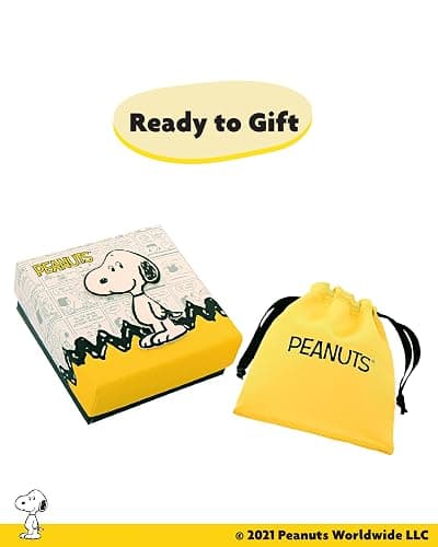 Peanuts Snoopy Earrings for Women Official License, Silver Flash-Plated Hoop Earrings with a Snoopy and Woodstock Accessory thumbnail 6