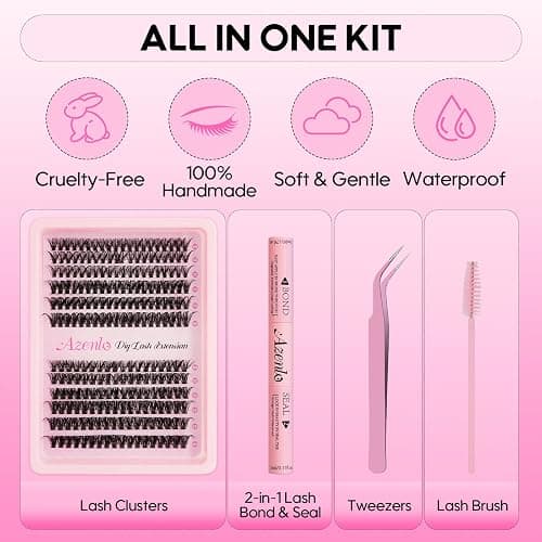 Azenlo Lash Extensions 40D+60D Cluster 240pcs DIY Lash Clusters 10-16mm Eyelash Clusters Individual Think Band Lash Kit (40D+60D Kit) thumbnail 5