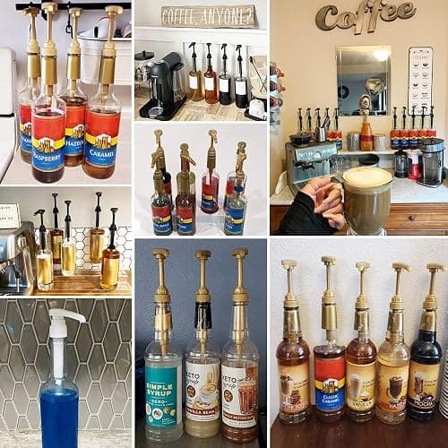 10 Pcs Gold Coffee Syrup Pump, Compatible with 25.4 Oz/750ml Bottles, Syrup Dispenser Pumps Great for Home & Coffee Bar Drinking Mixes, Tea, Beverage, Cocktails thumbnail 6