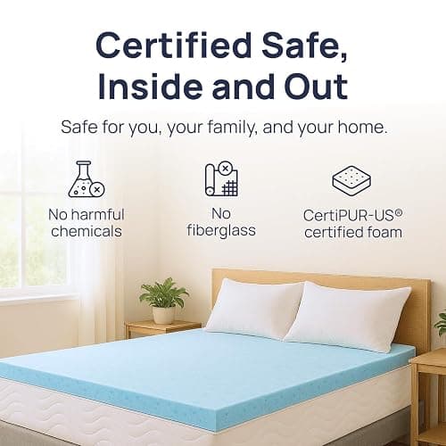 Sure2Sleep Gel Swirl Memory Foam Mattress Topper - 2 Inch, Pressure Relieving, Cooling Comfort - Made in The USA & CertiPUR-US Certified - Softens Firm Beds and Extends Mattress Life - Full Size thumbnail 5