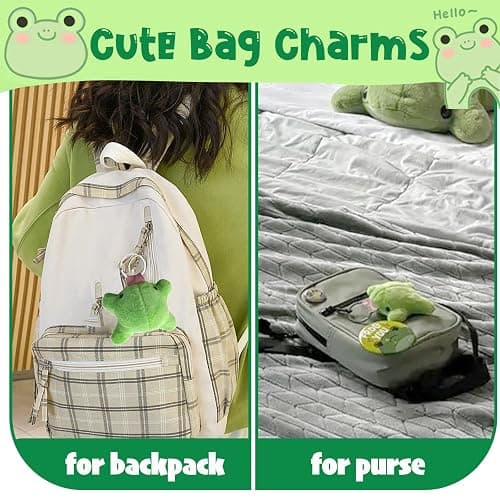 Agromusk Cute Frog Keychain,Kawaii Frog Plush Keychain,Green Frog Purse Bag Charms Funny Frog Decor Car Keys Gifts thumbnail 5