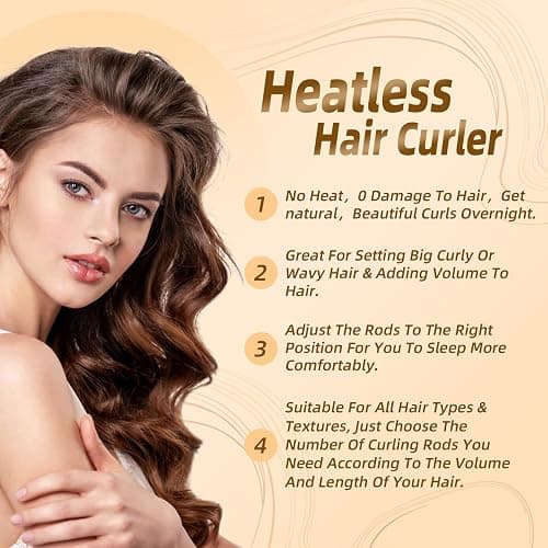 Overnight Heatless Hair Curler Blowout Rods Jumbo, Flexi Rods for Soft Heatless Curls, No Heat Overnight Sleeping Curls Styling Tools 3pcs Khaki thumbnail 6