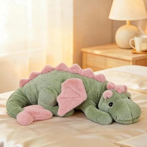 ARELUX Large 36in Cute Dragon Stuffed Animals Plush Toy Soft Matcha Green Pterosaur Plushie Giant Fuzzy Dinosaur Pillow Plushies with Pink Wings Cuddly for Friends Family Member thumbnail 5