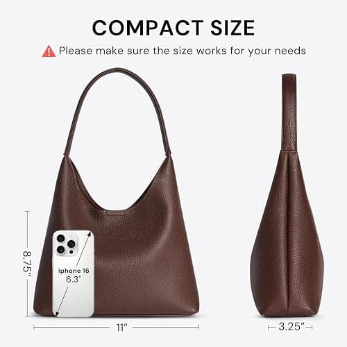 Hobo Bags for Women, Small Everyday Purse, Slouchy Shoulder Bag Trendy | Soft Vegan Leather Hobo Purse, Compact 28cm (11") Size Fits Phone, Wallet, Keys & Everyday Essentials thumbnail 4