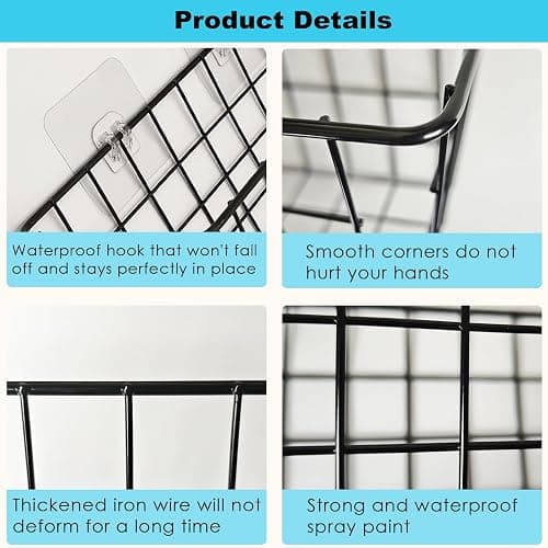 Hanging Bath Toy Storage Basket - 2 Pack Metal Bath Toy Holder with Hooks - Bathtub Toy Storage Organizer for Baby Bath Kids Shower Bathroom thumbnail 7