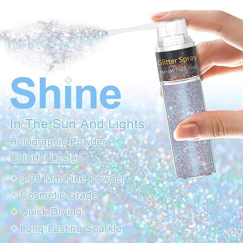 Hair and Body Glitter Spray, Glint-Rainbow Hair Glitter Extra Fine Face Shimmer Powder for Clothes, Festival Loose Sparkle Powder for Rave Clothes Nail Art Easter Halloween Crafts (Glint-Rainbow) thumbnail 3