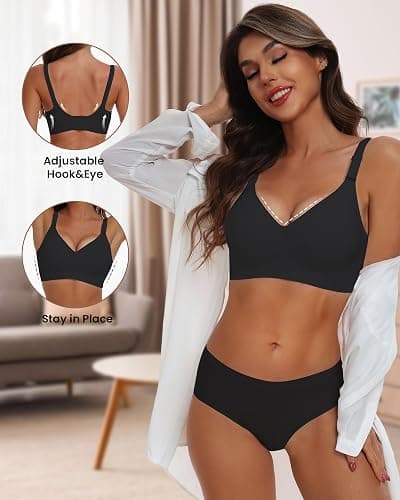 HORISUN Comfortable Seamless Full Coverage Bra for Women Wireless Bras with Soft Support Regular and Plus Size thumbnail 2