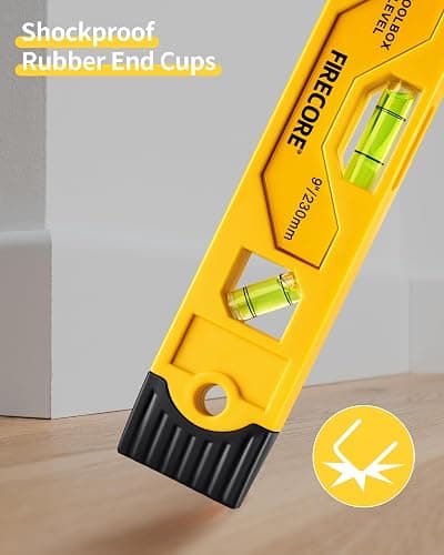 Torpedo Level Magnetic, Firecore 9 Inch Shockproof Small Leveler Tool with 3 Bubble Spirit Level 45 90 180 Degree, Construction Levelers for Hanging Pictures Install Shelf Home Renovation thumbnail 4