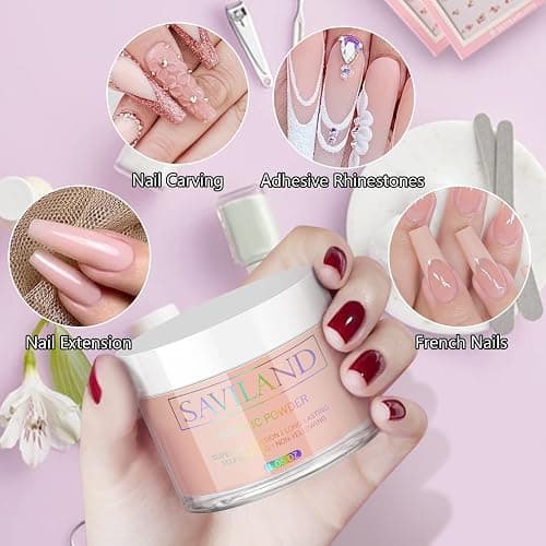SAVILAND Nudes Acrylic Powder - 30g Professional Color Acrylic Nail Powder for Acrylic Nails Extension, 3D Nail Art Acrylic Polymer Powder, No Need Nail Lamp thumbnail 2