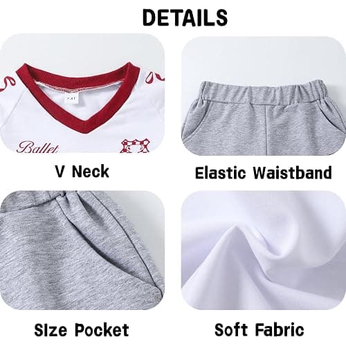 Azmxynol Tween Girls Clothes Short Sleeve Graphic T-Shirt Top + Sweatpant 2 Piece Outfit Set, Size 7-15Years thumbnail 5