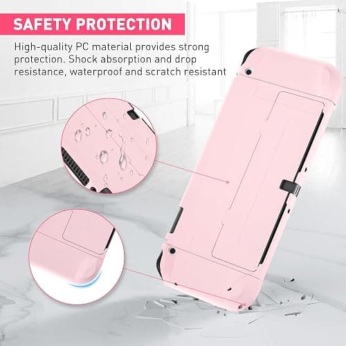 FANPL [Improved Version] Dockable Case for Nintendo Switch OLED 2021, Protective Case Cover for Switch OLED and Joy Con Controller - Strong and Durable, Not Easy to Fall Off (Pink) thumbnail 2