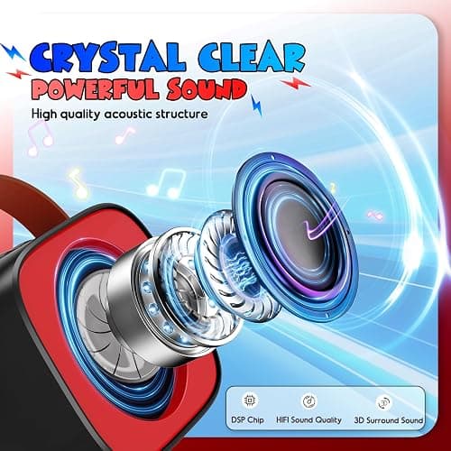 Cool Mini Karaoke Machine Toys: Kids Toys Birthday Gifts Age 3-12+ LED Portable Bluetooth Speaker with 2 Wireless Microphone Gift Toy for 4 5 6 7 8 9 Years Old Girls Boys Kid Adults - Black thumbnail 2