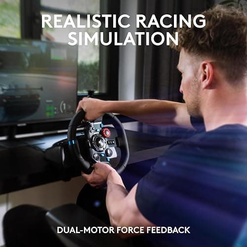 Logitech G29 Driving Force Racing Wheel and Pedals, Force Feedback, Real Leather + Logitech G Driving Force Shifter - For PS5, PS4 and PC, Mac - Black thumbnail 3