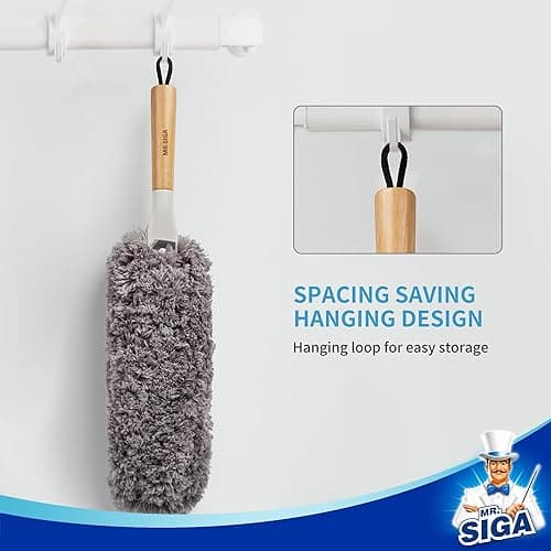 MR.SIGA Lint Free Microfiber Duster, Washable and Reusable Duster with Bamboo Handle and Replaceable Head, Duster for Household Cleaning thumbnail 7