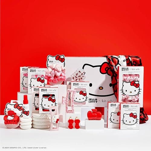 Hello Kitty x Kitsch Creaseless Hair Styling Pins - No Crease Clips for Makeup & Hairstyling | Pin Curl Hair Pins, 2pc Set - Red Kitty Bow thumbnail 8