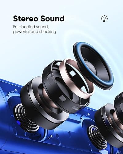 Bluetooth Speaker Stocking Stuffers for Men Women Teens Boys Girls: Portable Wireless, IPX5 Waterproof, White Elephant Gifts for Adults, Up to 20H Playtime, TWS Pair, for Home/Party/Outdoor (Blue) thumbnail 2