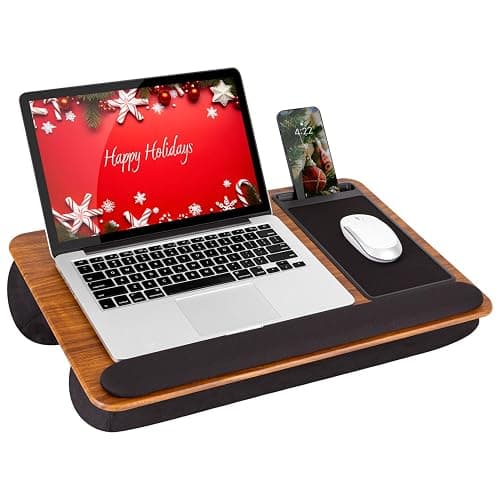 LAPGEAR Home Office Pro Lap Desk with Wrist Rest, Mouse Pad, and Phone Holder - Espresso Woodgrain - Fits up to 15.6 Inch Laptops - Style No. 91612 - Image 1