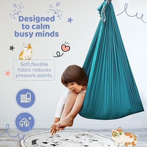 Therapy Swing for Kids with Special Needs (Hardware Included) Snuggle Swing Cuddle Indoor Outdoor Adjustable Hammock for Children with Autism, ADHD, Aspergers, Sensory Integration thumbnail 2