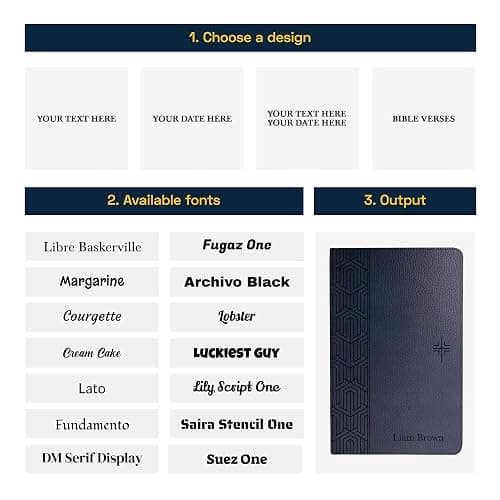 Personalized NLT Bible Faux Leather New Living Translation Bible Small Print Size with Geometric Design | Custom with Name | Gift for Religious Celebrations | Blue thumbnail 9