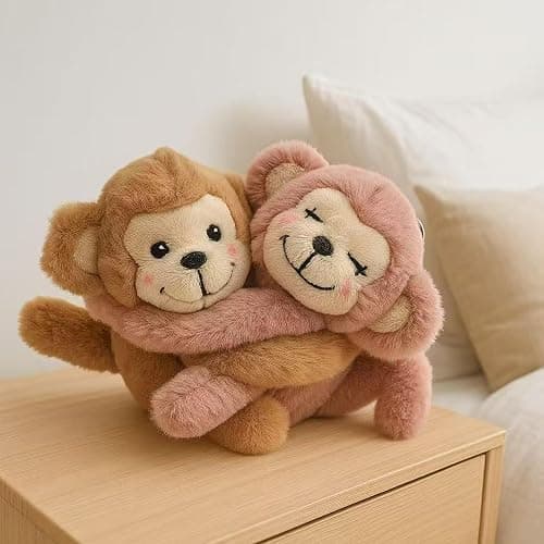 Plushland Magnetic Monkey Plush Pair - Couple Stuffed Animals Set Pairs Plush Toys for Best Friends & Kids - Huggable Monkey-Ready Emotional Support Toy with Charm 4 Inches(Huggable Monkey Pair) thumbnail 2