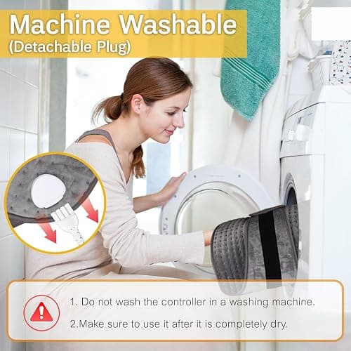 Extra Large Heating Pad for Period Cramps/Back Pain Relief,16 * 24" Heat Pad+27" Belt Wearable（51" in Total 4 Timer(0.5H/1H/2H/4H) 9 Heat 10ft Long Cord Electric Wrap Around Heating Pad(Gray) thumbnail 6
