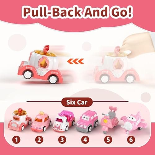 Toddler Girl Truck Toys for 2 3 Year Old Girl Birthday Gifts, 7-in-1 Pink Princess Car Transport Carrier Trucks for Toddlers 2-4, Friction Power Toy Cars with Lights & Music, My daughter First Gift thumbnail 7