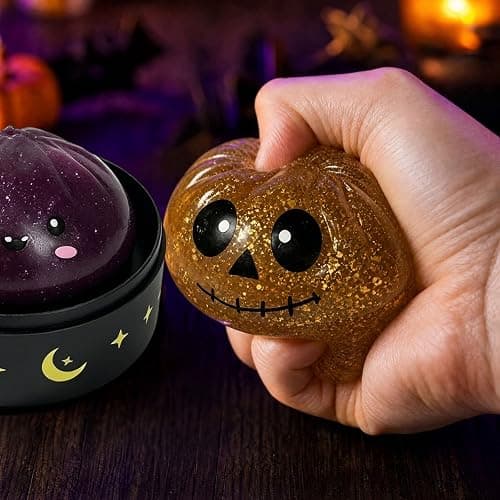 Halloween Dumpling Squishy with Steamer Basket Stress Relief Toy B5 2.56in | Glitter Design, Slow-Rise Material, Mystery Blind Box, Includes Steamer Storage Case, Halloween Party Favor Gift thumbnail 4